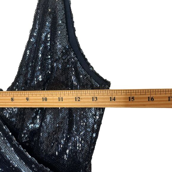 Dress the Population Sam Sequin Jumpsuit Navy Night Sky Size XS Sleeveless Zip - Picture 9 of 12